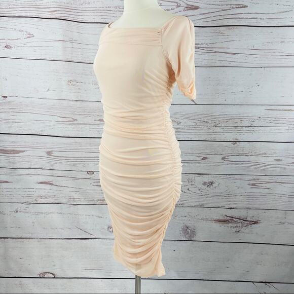Venus pink peach ruched asymmetrical neckline - Picture 4 of 12